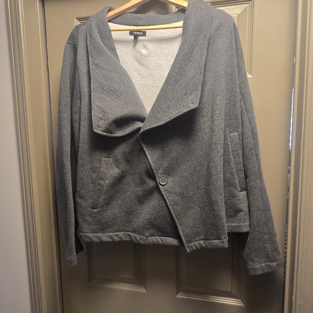 torrid Gray Asymmetrical Draped Blazer Jacket